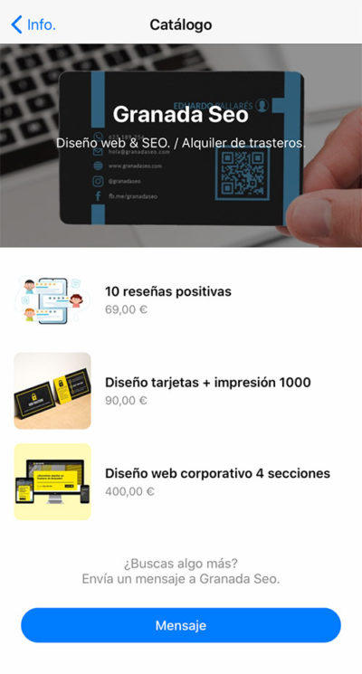 Catalogo en whatsapp business